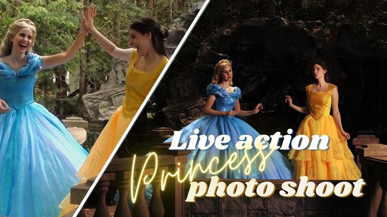 Live Action Disney Princess Photo Shoot Belle And Cinderella Youtube