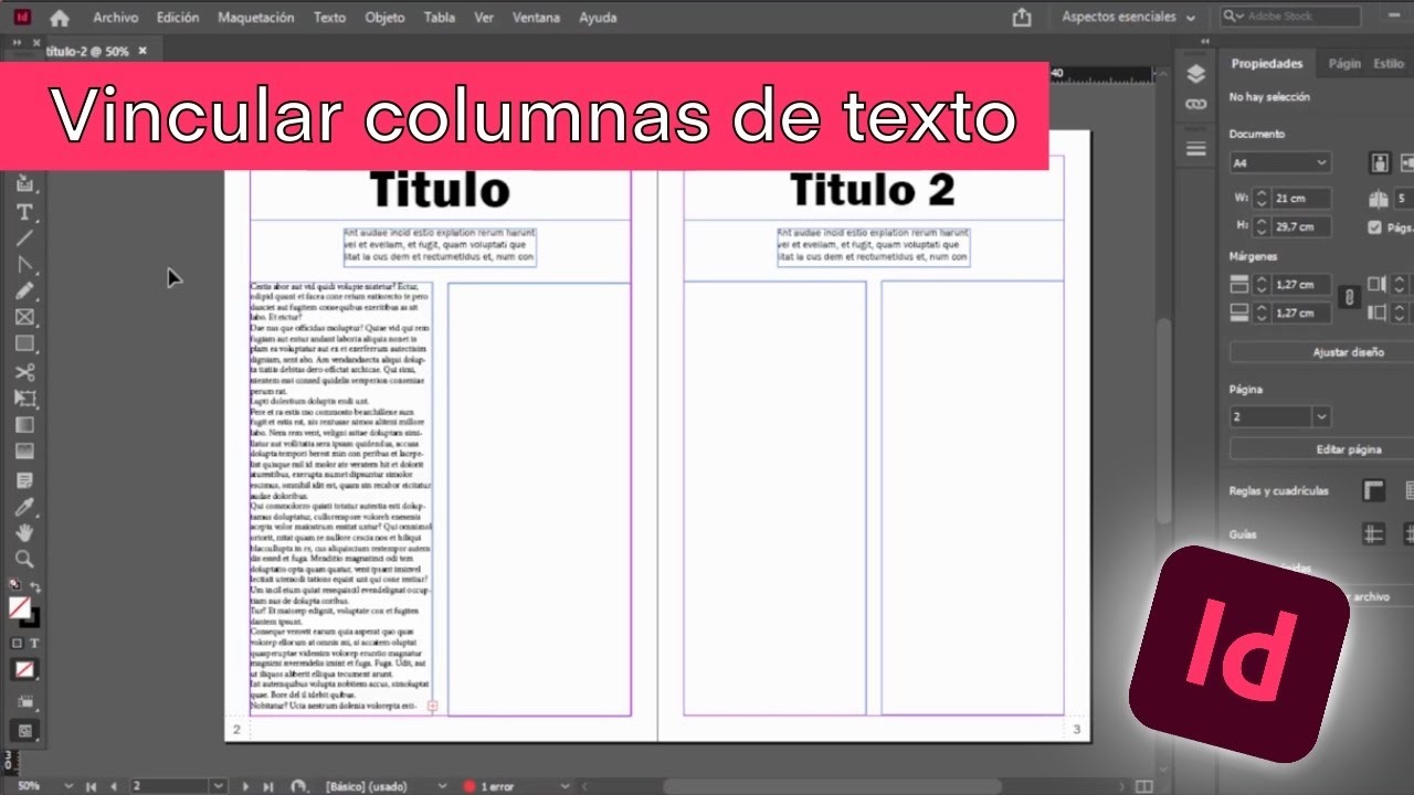 Cómo vincular columnas de texto | Adobe InDesign - YouTube