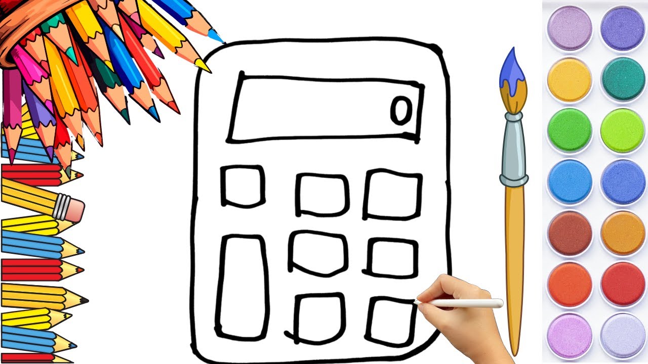 How To Draw cute Calculator Drawing, Painting & Coloring For Kids and ...