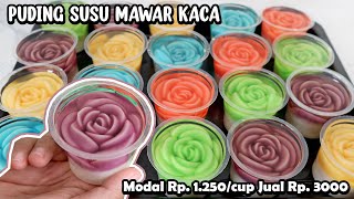 RESEP PUDING SUSU MAWAR KACA | Ide Jualan Isian Snack Box