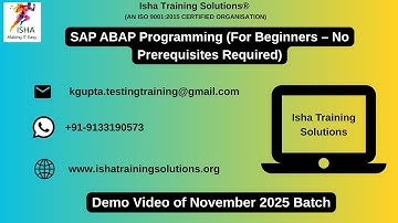 SAP ABAP Programming Demo Video on 11th November 2025. call or WhatsApp @ +91- 9133190573 to enroll