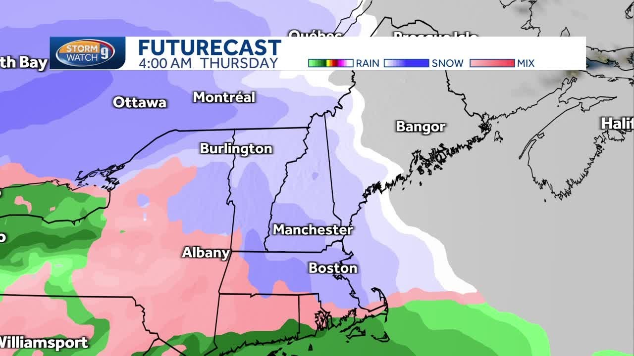 NH forecast: More snow, wintry mix coming Thursday - YouTube