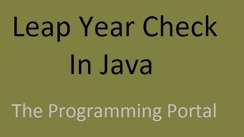 Leap Year In Java