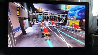WALL•E crashing to the passengers of the Axiom