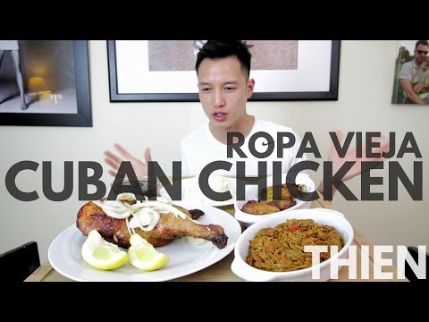 [mukbang with THIEN]: Cuban Chicken in Mojo Sauce, Ropa Vieja (Stewed Beef), and Fried Plantains