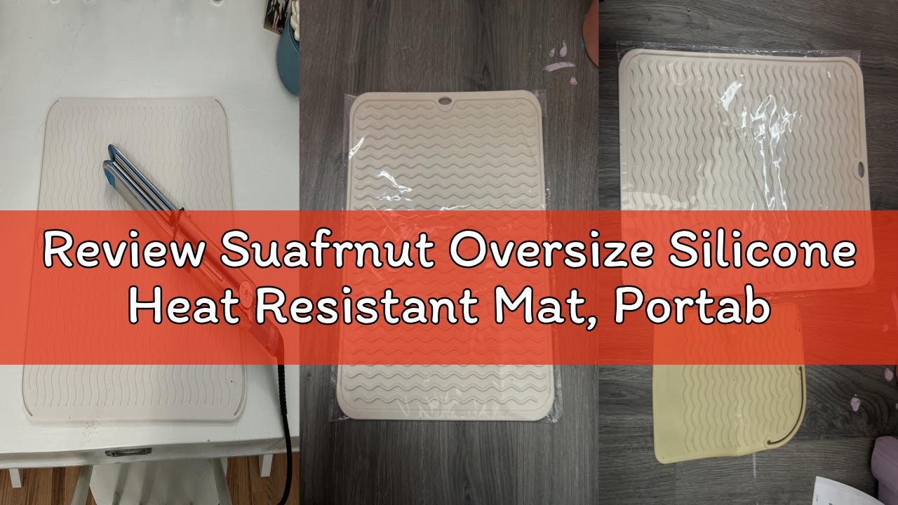 Review Suafrnut Oversize Silicone Heat Resistant Mat, Portable Travel Mat Cover for Curling Irons, F