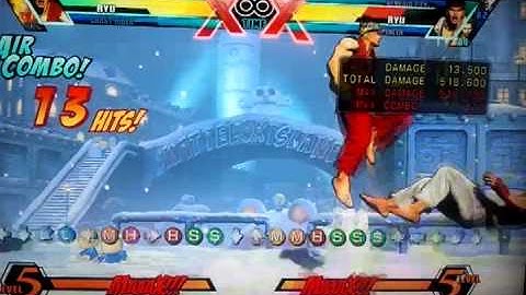 mvc3 Ryu 900k corner combo with sentinel drones