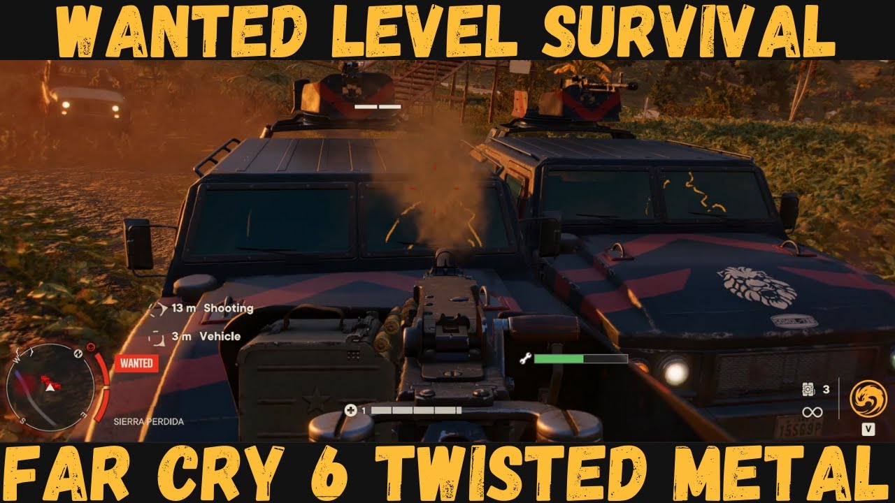 Wanted level Survival: How much long you can survive, Far cry 6, Mines, Incendiary gun, bulldozer