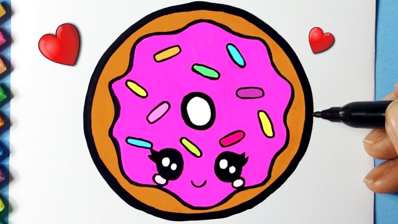 Como desenhar Donut Cookie Kawaii Fofo ❤ Desenhos Kawaii