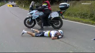 Julian Alaphilippe Crashes Into Motorbike At Tour of Flanders