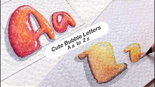 Cute Bubble letter from A to Z | watercolour pencils | Hand Lettering Font