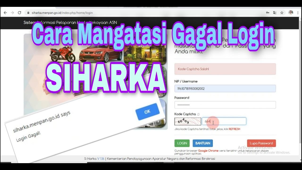 Cara Mengatasi Gagal Login Siharka Laporan Harta Kekayaan Harta Asn Lhkasn Mengalami Lupa Password Youtube