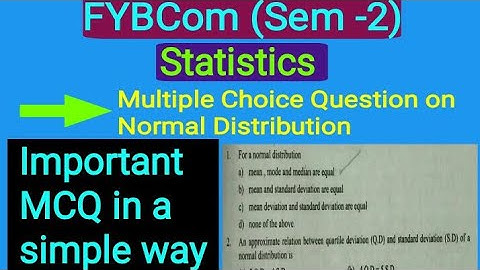 #6 Imp MCQ | FYBCom (Sem-2) | Statistics | Normal Distribution by Ramesh Sir