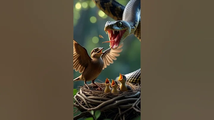 Bird vs Giant Snake 🐦 vs 🐍 | AI Shorts #birds #nature #wildlife