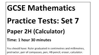 Practice Set 7 Paper 2H walkthrough