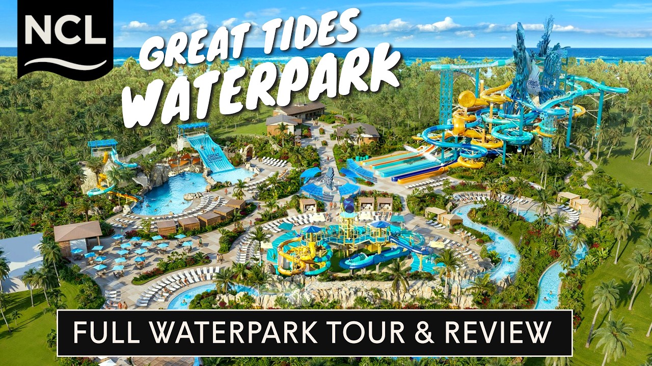 Norwegian Cruise Line’s NEW Waterpark! Great Tides Waterpark Tour & Full Review | Great Stirrup Cay