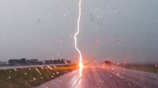 Lightning struck Interstate 57 right in front of me!