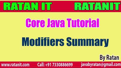 Core Java Tutorial || Modifiers in java || All Modifiers Summary  || By Ratan sir