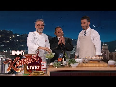 Video: Jimmy Kimmel's restoranida Massimo Botturaning popkorn bilan pesto makaron tayyorlashini tomosha qiling