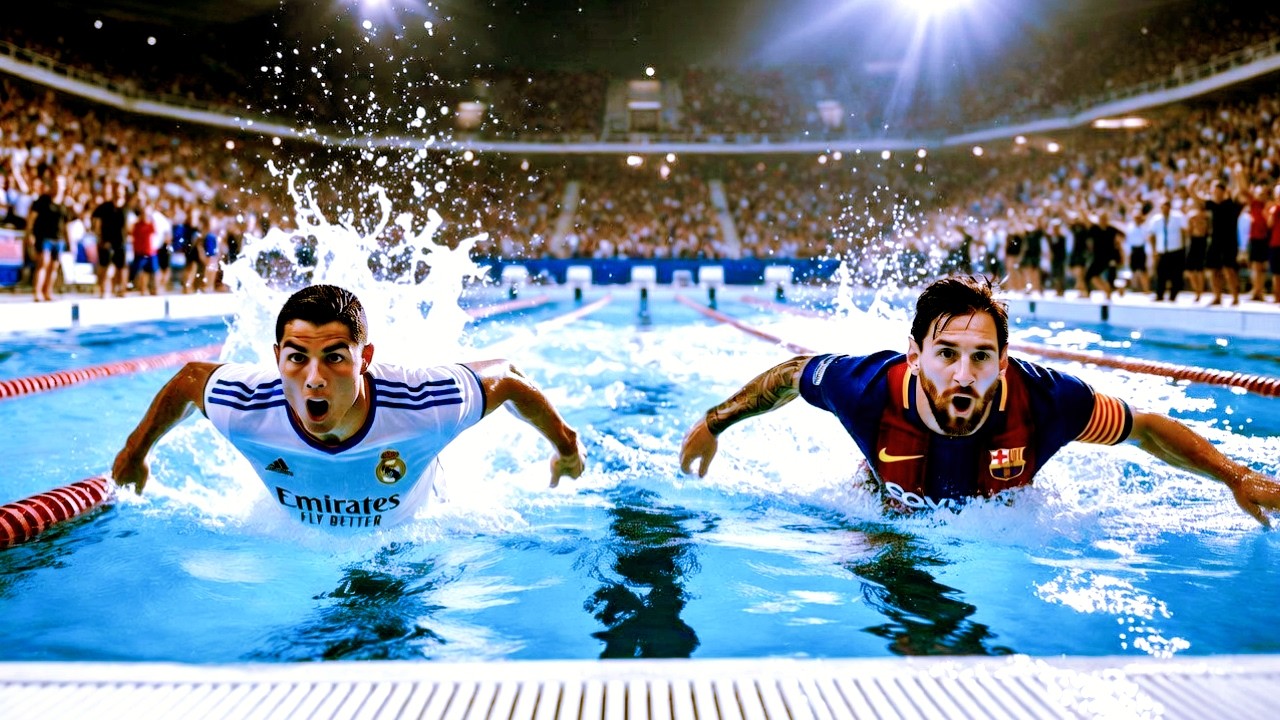 Messi vs Ronaldo Olympic Swim Battle 😱 Who Is the Real GOAT?