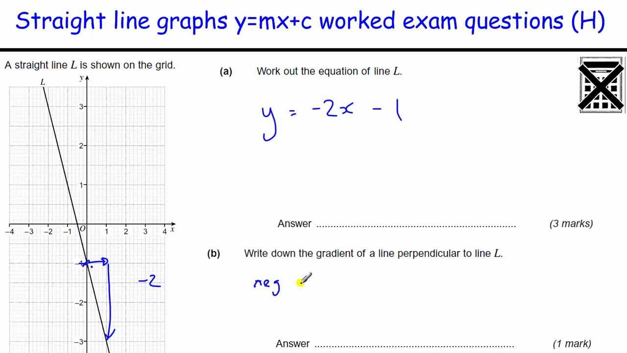 How To Do Straight Line Graphs Worked Examples Gcse Maths Revision Worked Exam Questions Y Mx C Youtube