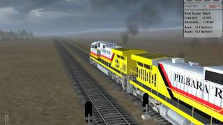 Trainz 2006, Hamersley Iron's Ore Train Loading at the mine and heading towards the Port..avi