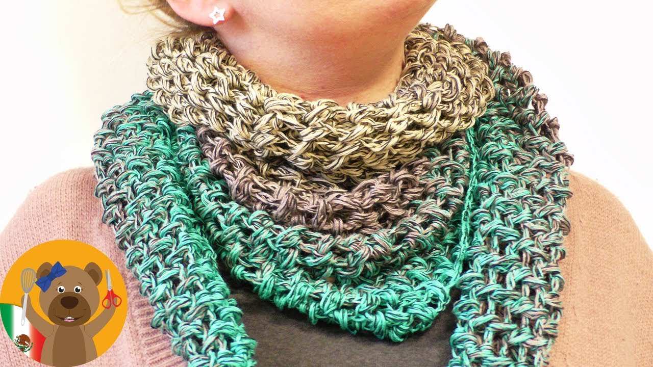 Tejiendo para la primavera|Chal triangular de Bobbel Cotton Xtra de Woolly Hugs|Chal ligero