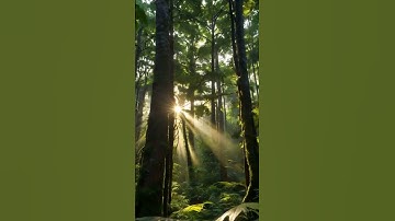 Sunlight Filtering Through Dense Forest Canopy #naturelovers #sunset #landscapebeauty