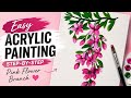 Easy Pink Flower Acrylic Painting Tutorial | Simple Hanging Flower Painting for Beginners