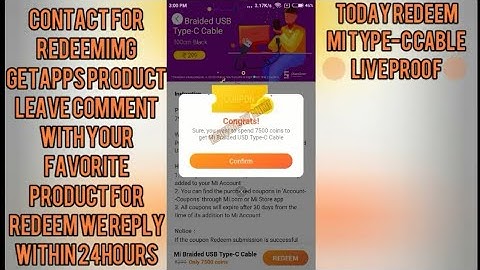 Today 04/07/2021 Redeem Mi Type-C Cable Successfully without Captcha Redmi 2 Prime Live Proof
