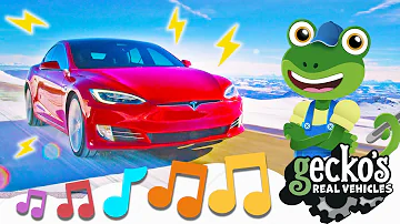 Electric Car Song｜Tesla Model X For Children｜NEW Kids Music｜Gecko's Real Vehicles｜Save The Planet!