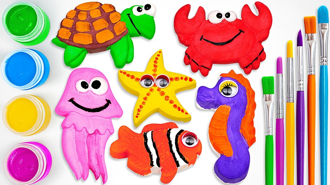 Pintemos Juguetes de Animales Marinos 🐟 | Actividad de Pintura | Video para Niños de Preescolar