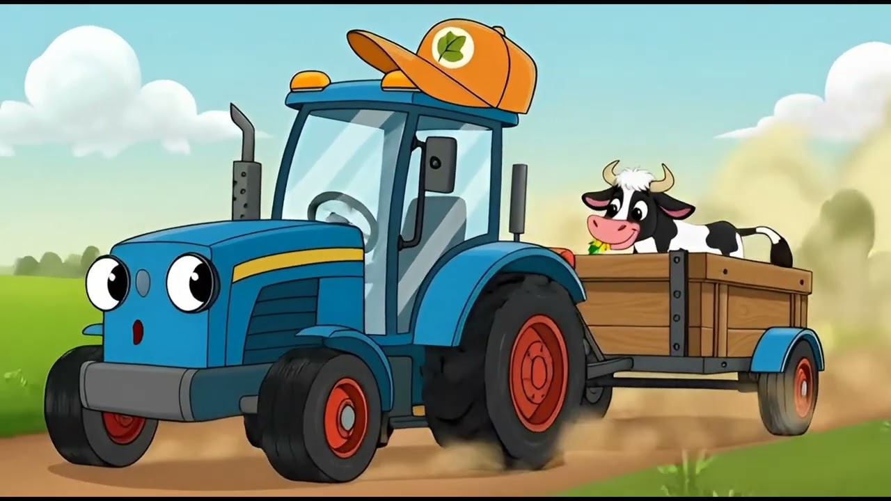 Веселый Синий Трактор и его Приключения для Детей - песенка для малышей детей