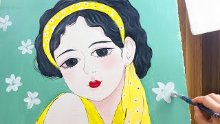 Vẽ Cô Gái Với Màu Acrylic  / stylish girl painting / Acrylic Painting Tutorial