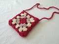 VERY EASY crochet granny square purse bag tutorial