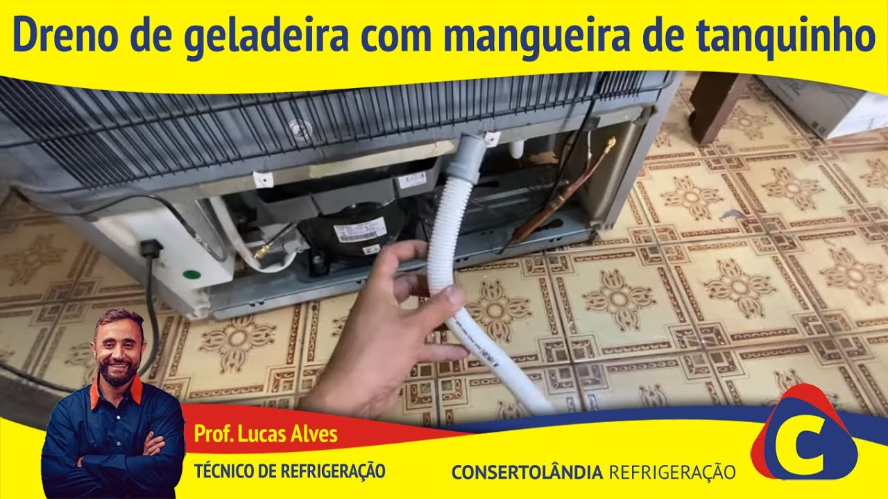 Dreno de geladeira com mangueira de tanquinho - YouTube