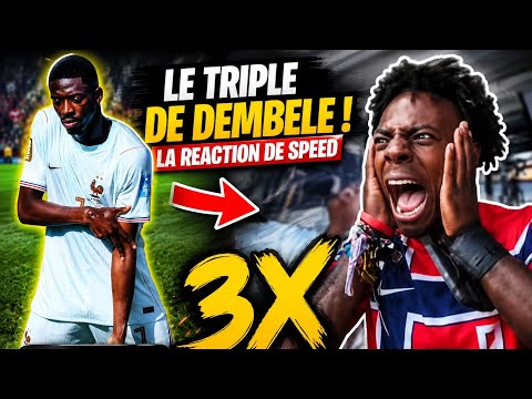 La réaction de ishowspeed sur le triple de Ousmane Dembele face à la Norvège.