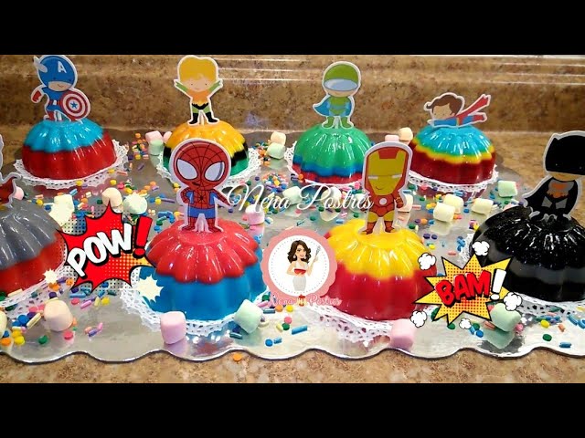Gelatinas Individuales de Super Héroes para Fiesta o Cumpleaños - YouTube