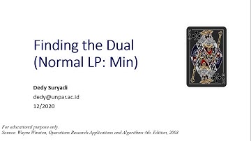 Week11.1 Finding the Dual (Normal Minimization)
