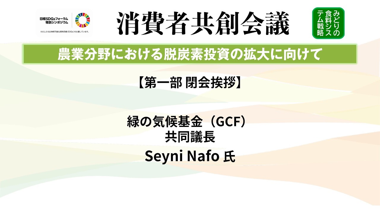 日経SDGsフォーラム特別シンポジウム　緑の気候基金　共同議長　Seyni Nafo氏　閉会挨拶