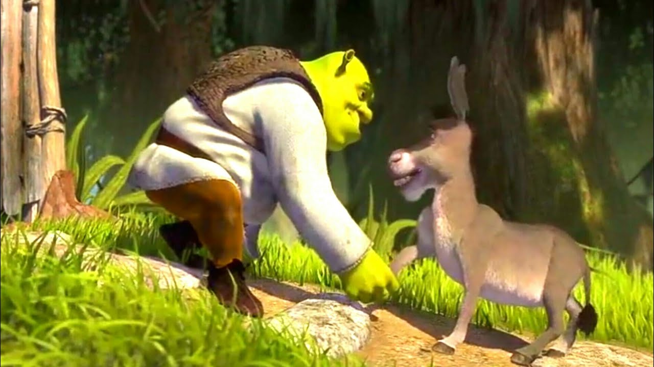 Shrek Fazendo Chamada de Video Pro Burro 