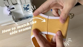 How to match side seams when sewing underwear -Fold Over Elastic finishing| Lingerie sewing tutorial