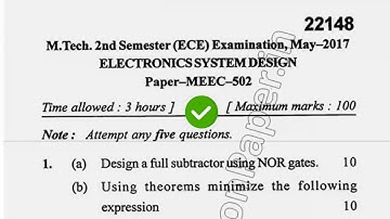 2017 Mdu MTech ECE 2nd Sem Electronics System Design Question Paper