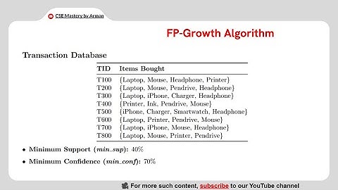 FP-Growth Algorithm Problem | Conditional Pattern Base, FP-Tree |  Data Mining | Bangla Lecture