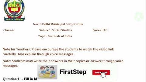 class 4 S.St. | Festivals of India | week 18 FirstStep class 4 worksheet Solution