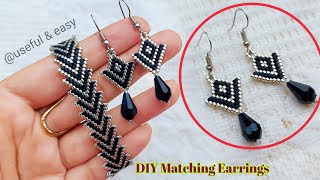 CUTE EARRINGS MAKING AT HOME||BEADED EARRINGS WITH BRICK STITCH|| Useful & Easy