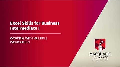 Excel skills for business intermediate 1. Working with multiple worksheets