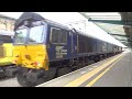The x2 Class 66 DRS Nos.66424+66426 as Short CONVOY was passed through over Platform 1 at Carlisle.