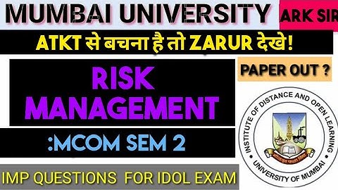 2024 RISK MANAGEMENT  MCOM Sem2 NEP PAPER PATTERN  Syllabus Important QUESTION MUMBAI UNIVERSITY