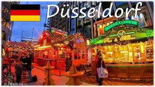 🎄🇩🇪 Düsseldorf Germany City Walk 4K 🌆 4K Christmas Market Walking Tour ☁️ 🇩🇪 🎄 (At Dusk)